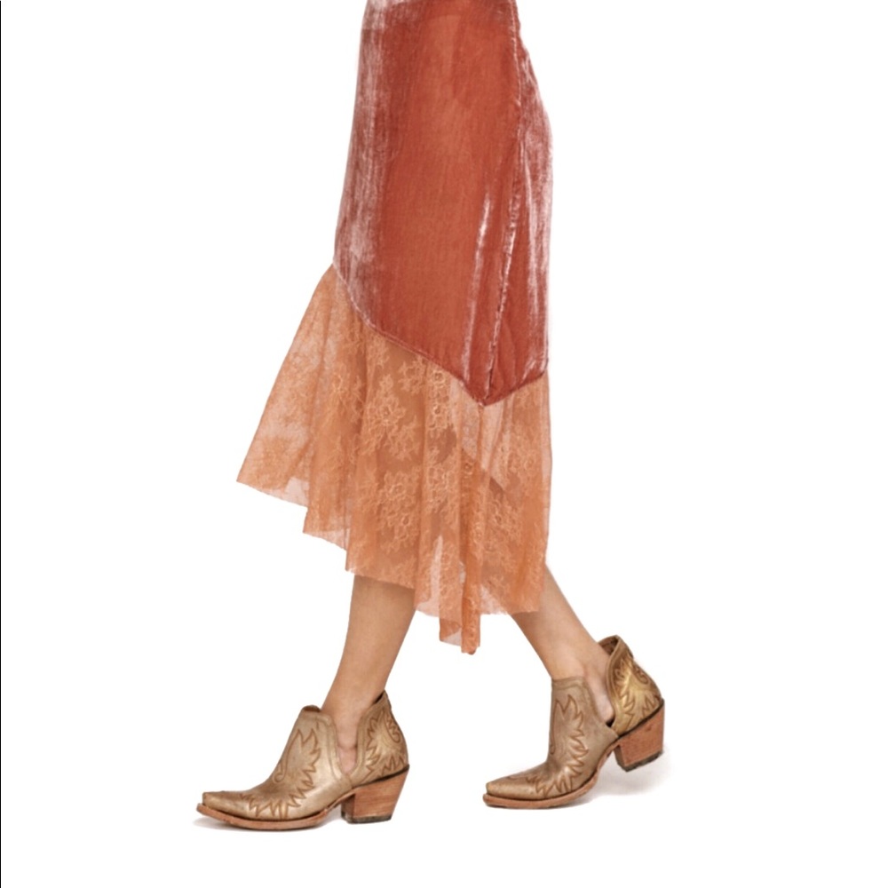 Free People Asymmetrical Lace Midi Skirt